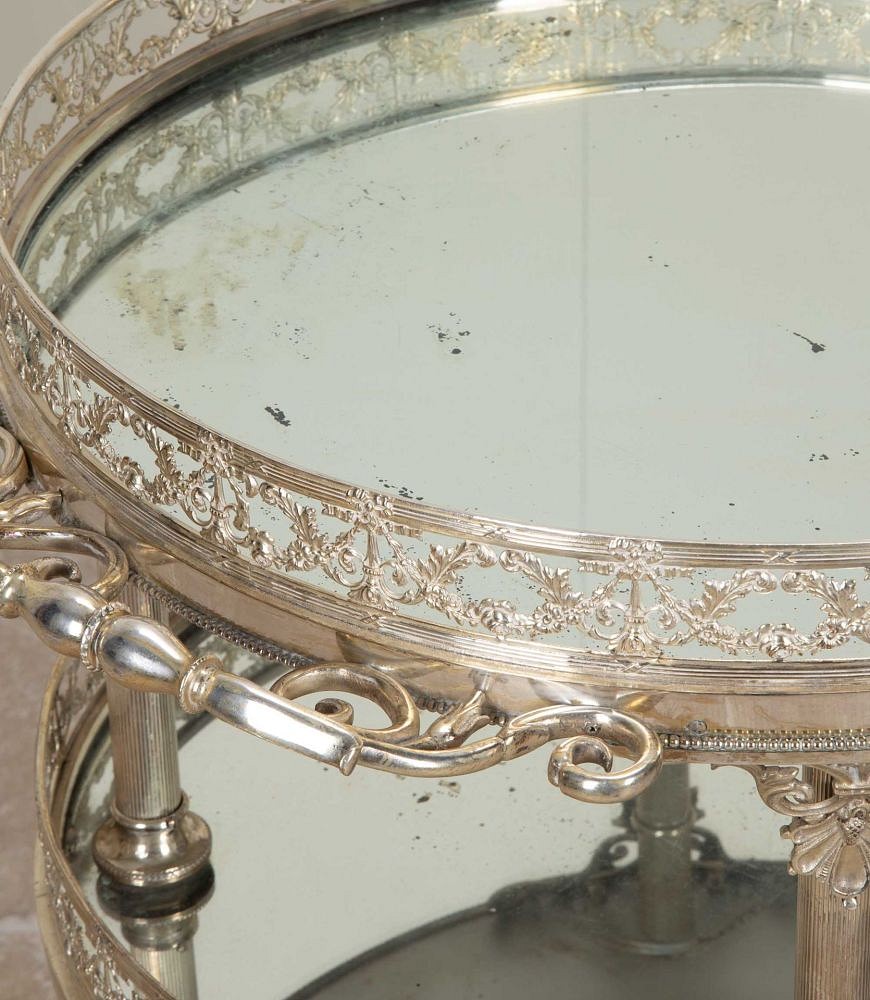 20th Century Three Tier Silver Plate Mirrored Drinks Trolley CT6542554