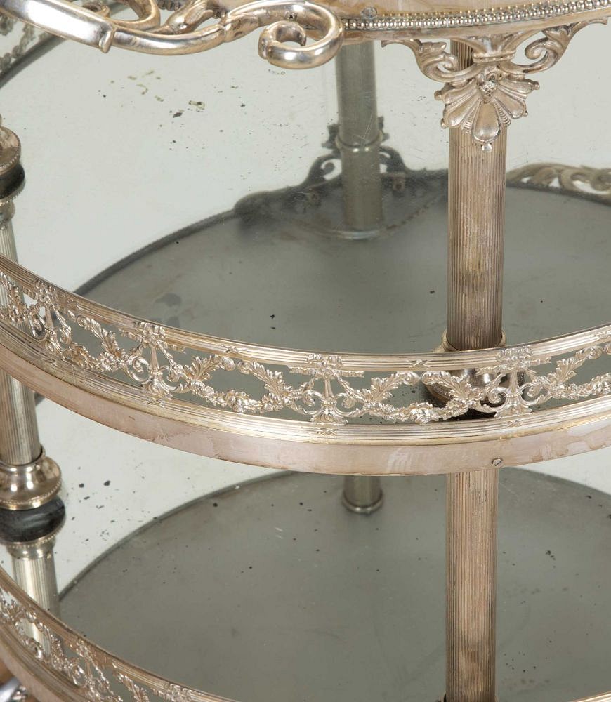 20th Century Three Tier Silver Plate Mirrored Drinks Trolley CT6542554