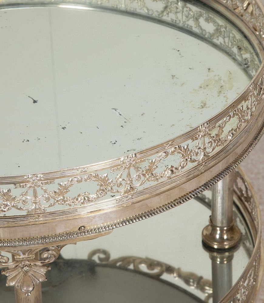 20th Century Three Tier Silver Plate Mirrored Drinks Trolley CT6542554