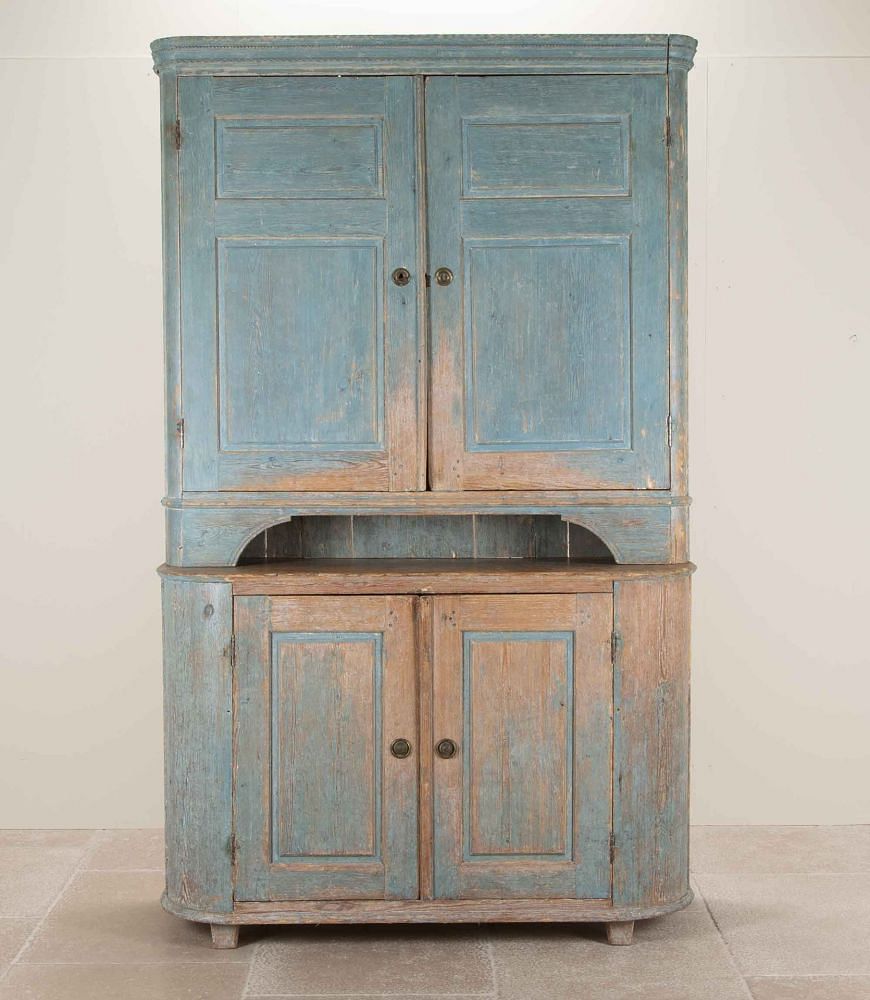 19th Century Two Part Cabinet in Original Paint, from Umea Vasterbotten, Sweden CU6041465