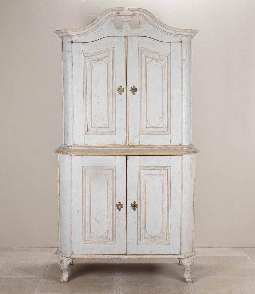 18th Century Swedish Period Two Part Rococo Cabinet CU6041862