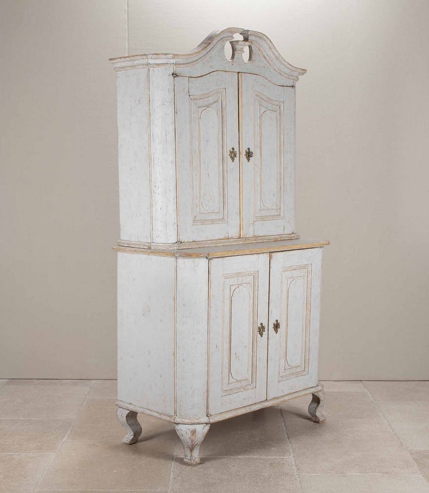 18th Century Swedish Period Two Part Rococo Cabinet CU6041862
