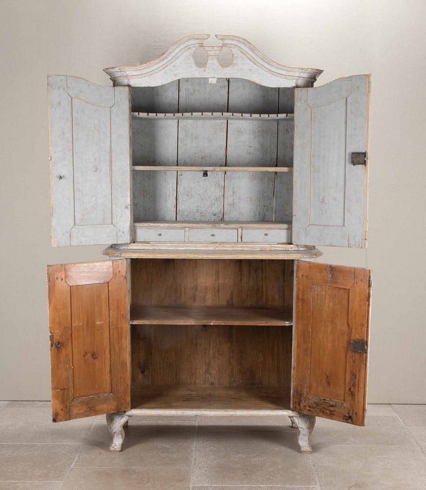 18th Century Swedish Period Two Part Rococo Cabinet CU6041862
