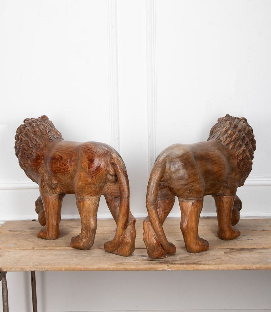 Pair of 19th Century Carved Medici Lions DA0311831