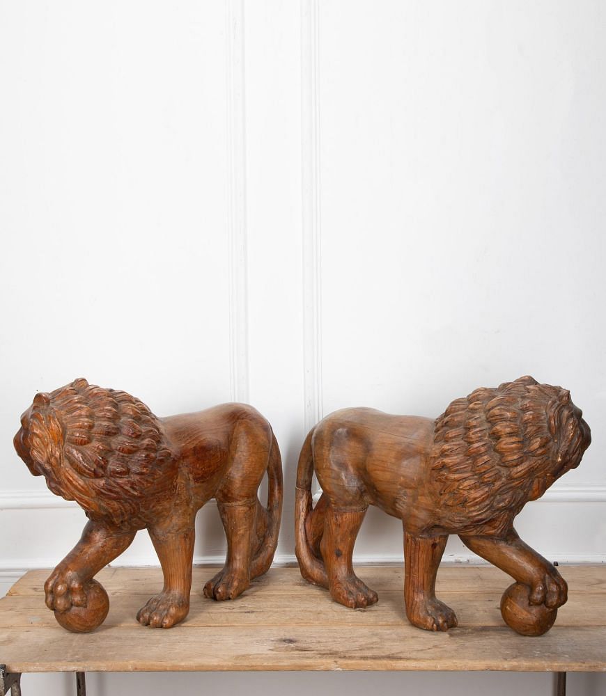 Pair of 19th Century Carved Medici Lions DA0311831