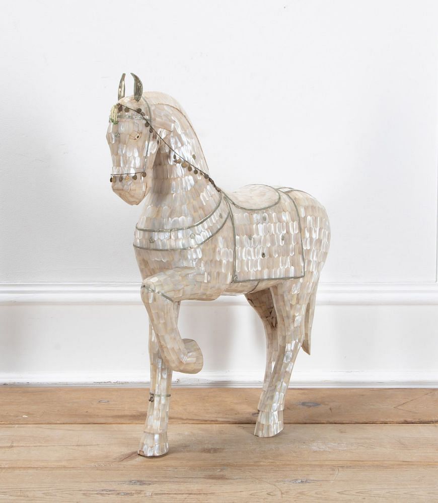 20th Century Mother of Pearl Gilt Metal Horse DA0738843