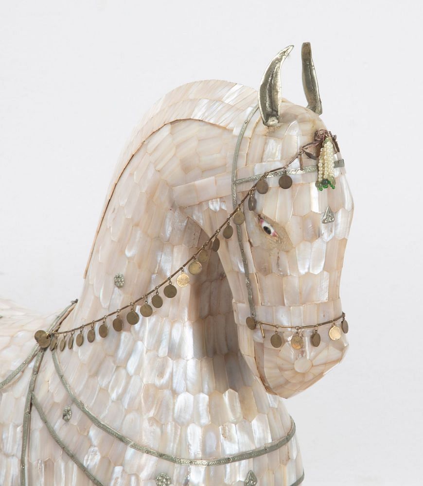 20th Century Mother of Pearl Gilt Metal Horse DA0738843