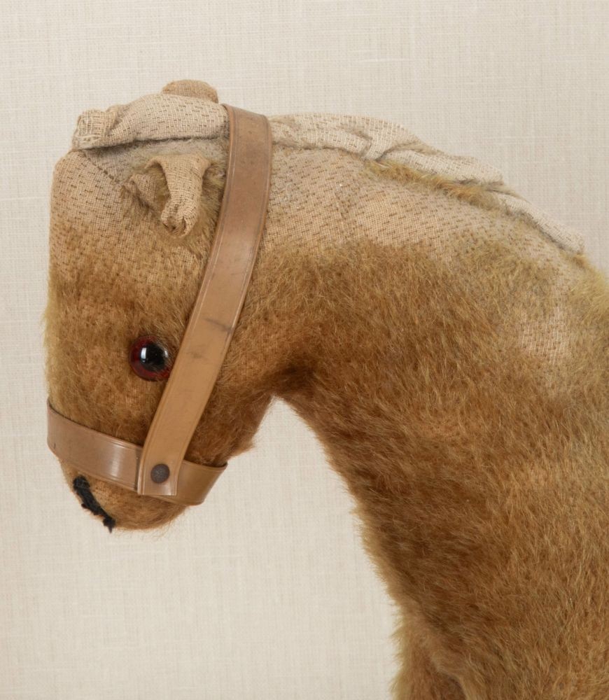 SALE: Small 20th Century English Stuffed Toy Horse on Wheels DA1343360