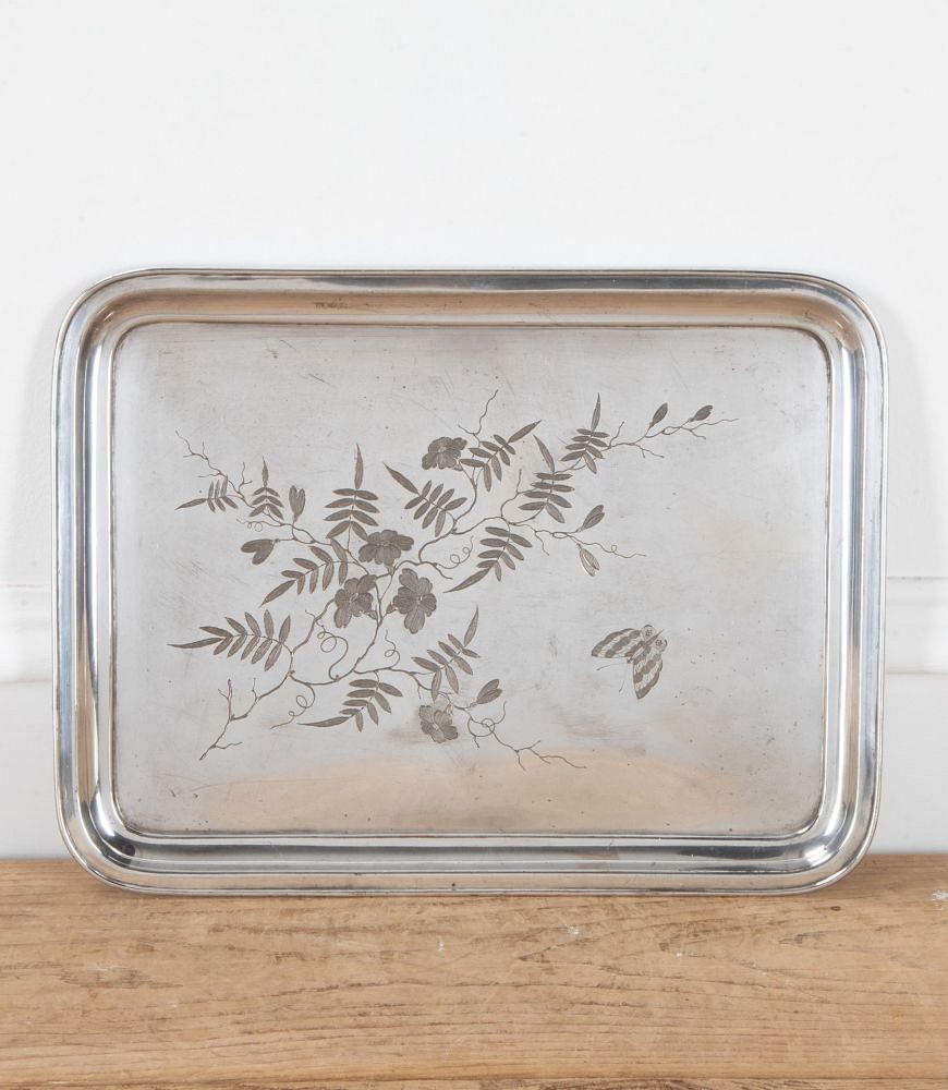 20th Century French Silver Plate Etched Tray DA1538513