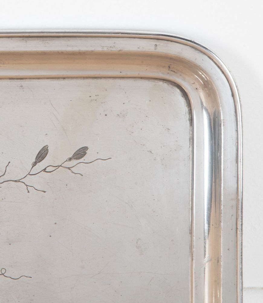 20th Century French Silver Plate Etched Tray DA1538513