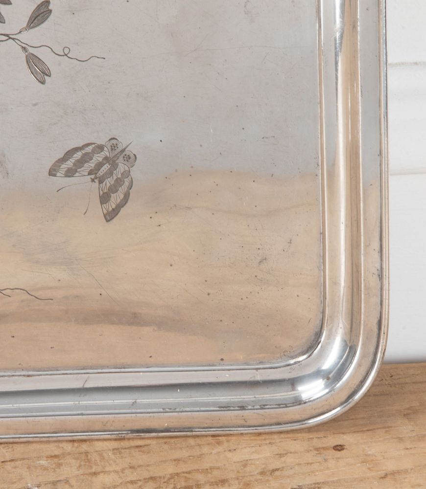 20th Century French Silver Plate Etched Tray DA1538513