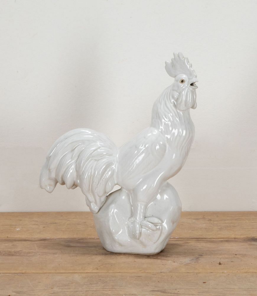 20th Century French White Ceramic Rooster DA1541989