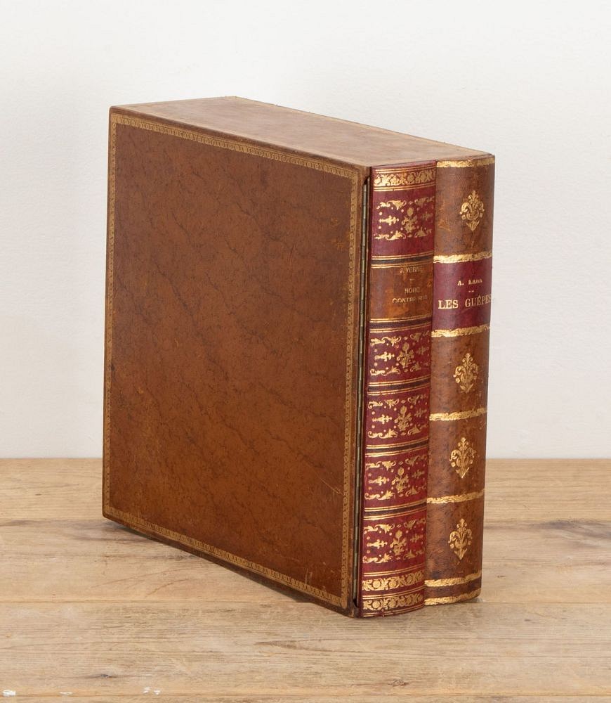20th Century French Leather Faux Book Box File DA1542036