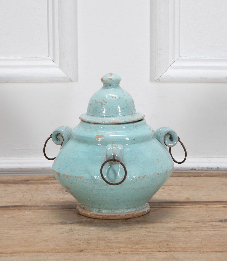 20th Century Italian Pale Blue Glazed Earthenware Jar DA2338269