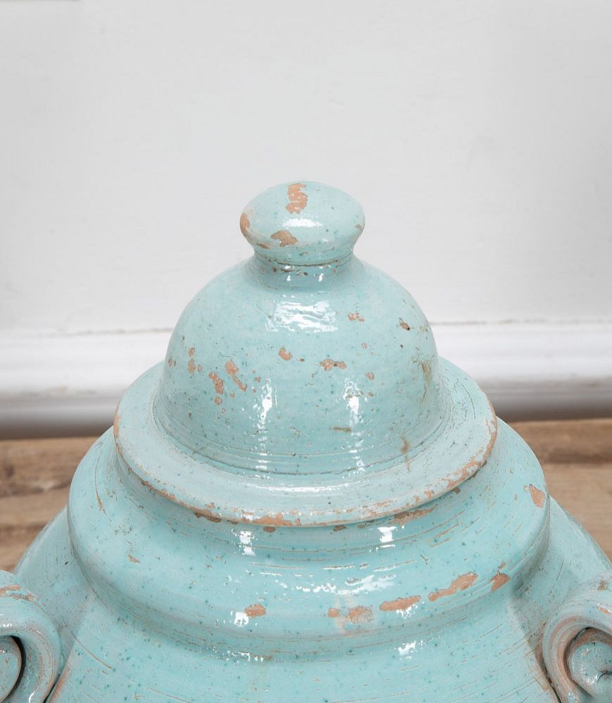 20th Century Italian Pale Blue Glazed Earthenware Jar DA2338269