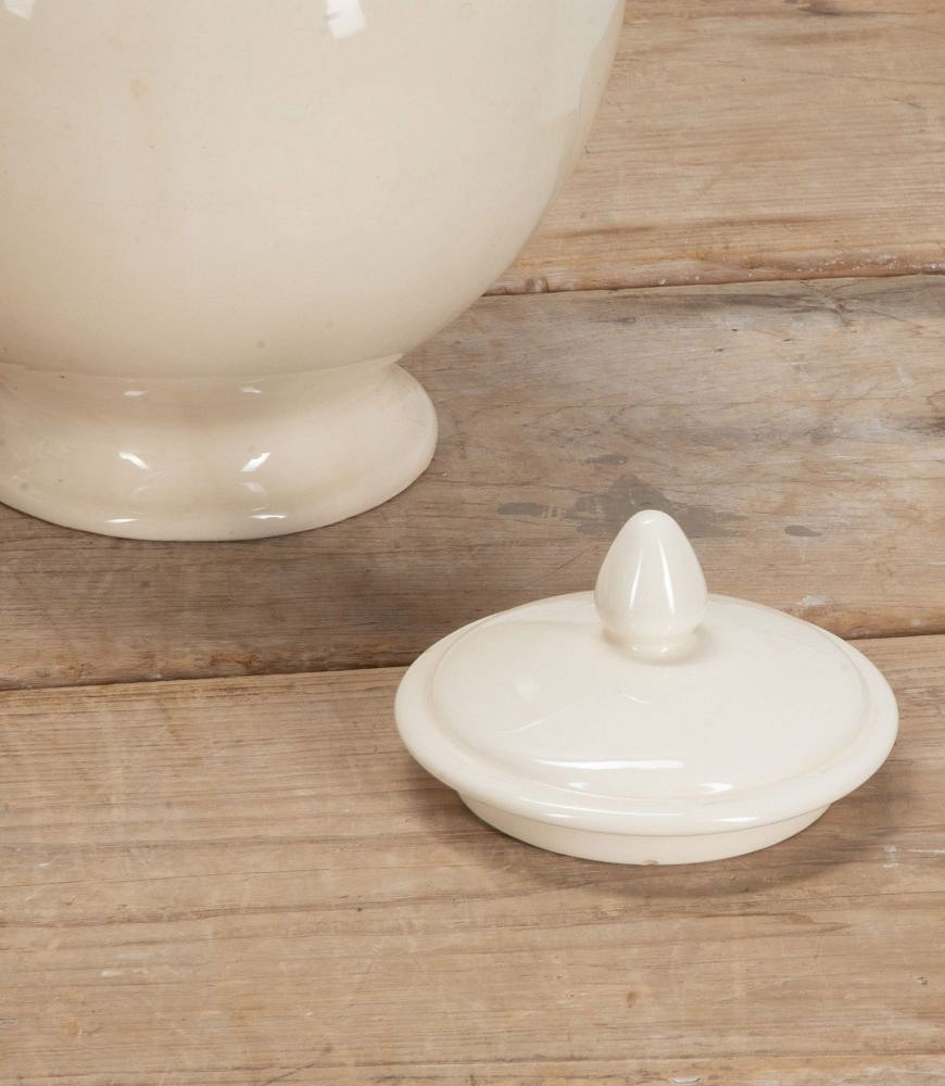 Set of Four Large 20th Century Italian White Tin Glazed 'Globe' Apothecary Jars with Lids DA2341374