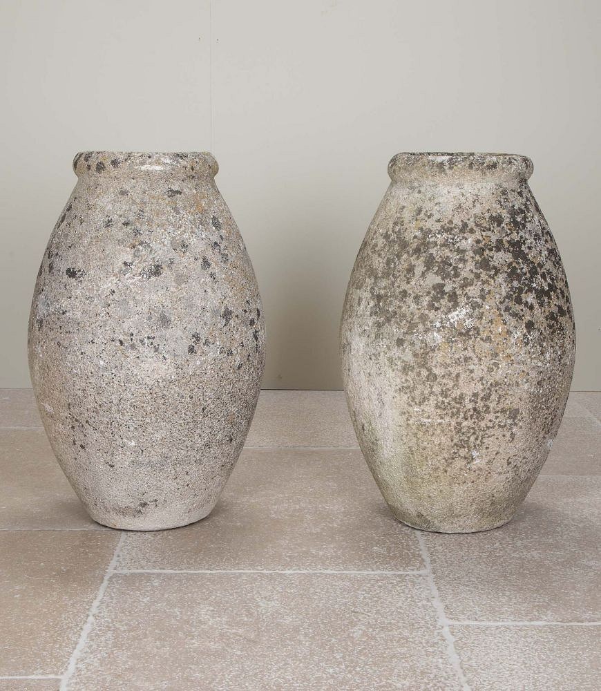 Pair of Tall 20th Century French Reconstituted Stone Urns DA2642273