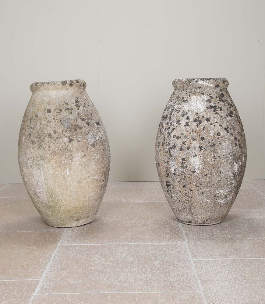 Pair of Tall 20th Century French Reconstituted Stone Urns DA2642273