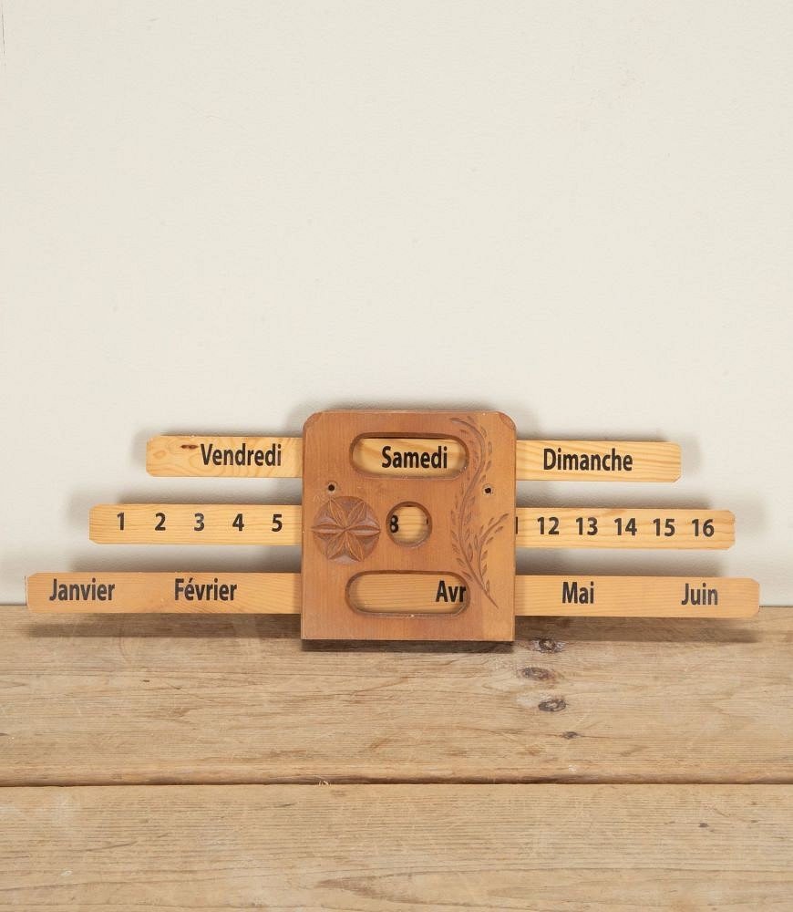 Mid-Century French 1970s Wooden Wall Calendar DA2942503