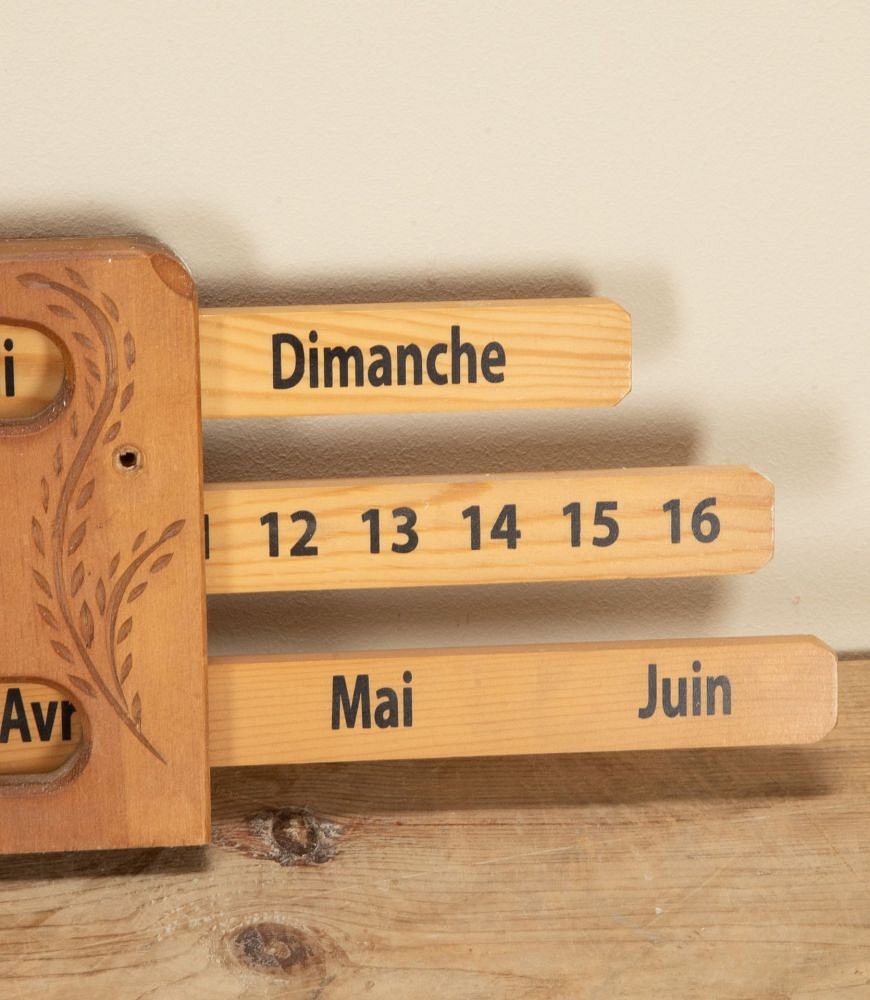 Mid-Century French 1970s Wooden Wall Calendar DA2942503