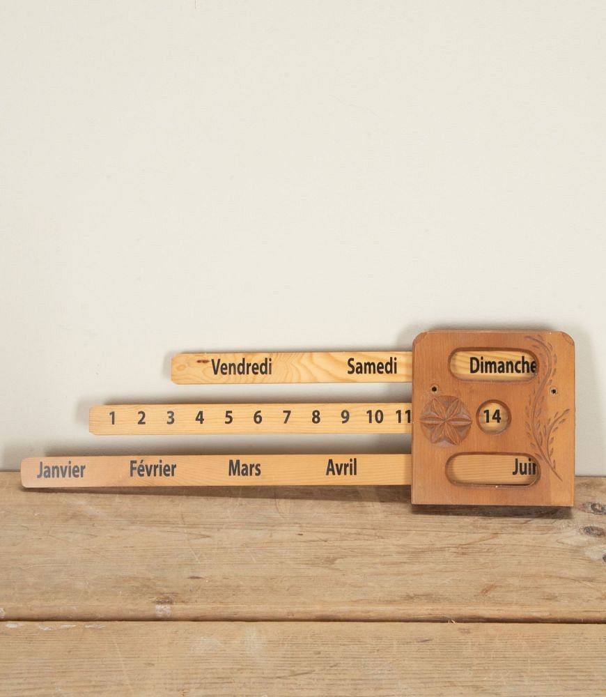 Mid-Century French 1970s Wooden Wall Calendar DA2942503