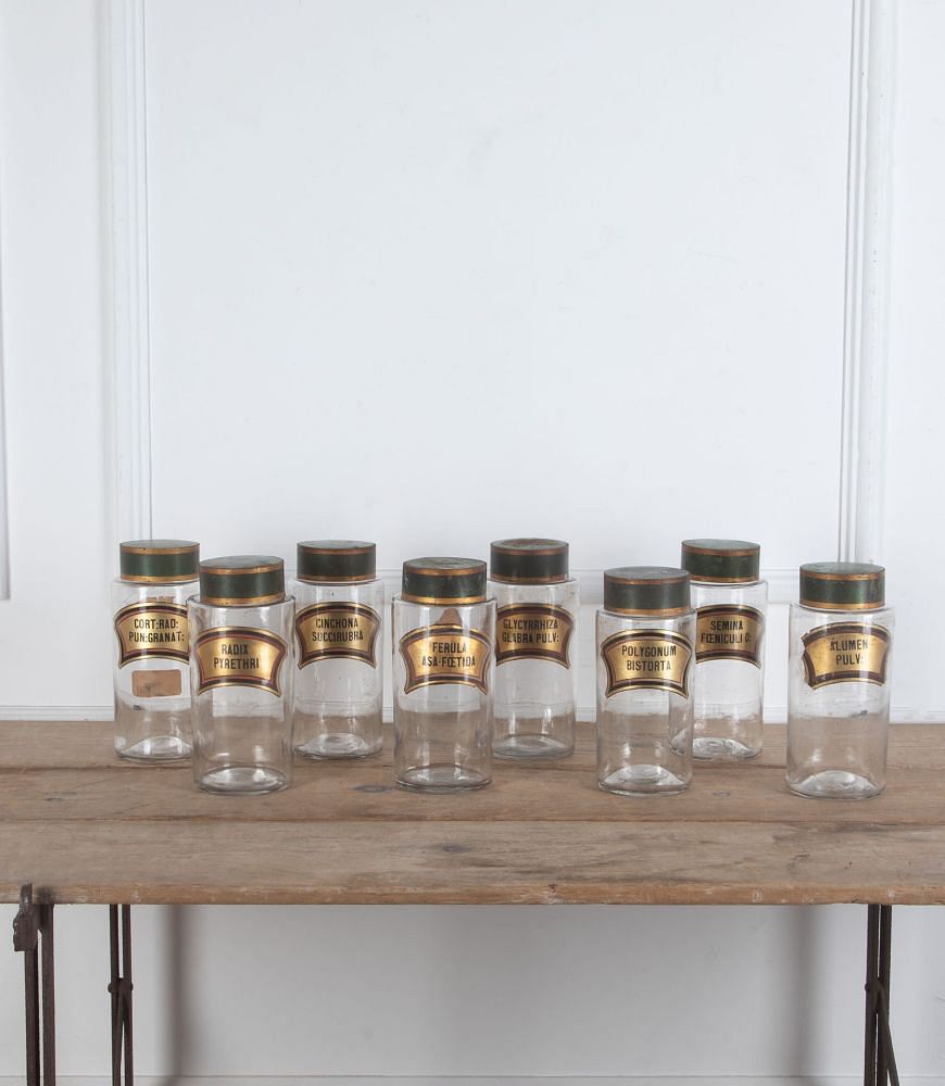 Set of Eight 19th Century Glass Hand Blown Apothecary Jars DA3435609