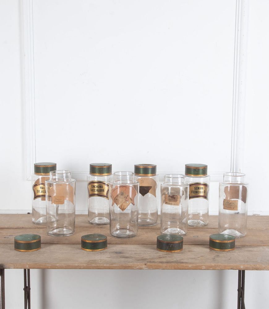 Set of Eight 19th Century Glass Hand Blown Apothecary Jars DA3435609