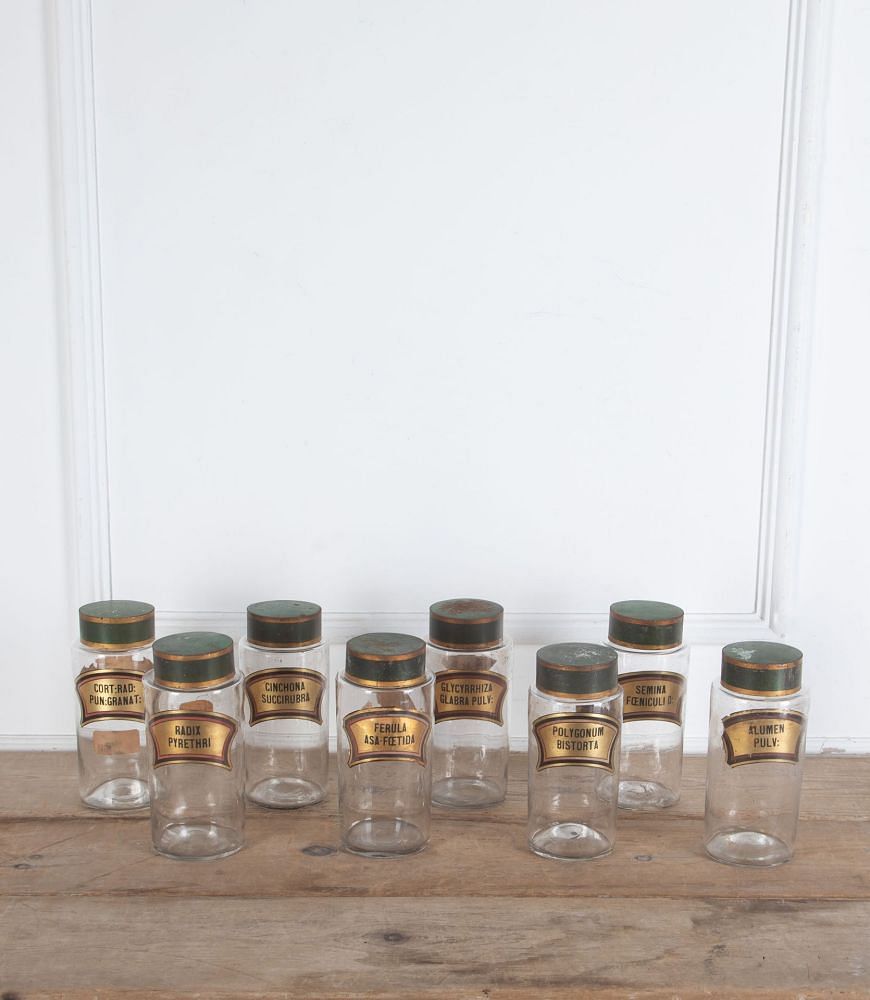 Set of Eight 19th Century Glass Hand Blown Apothecary Jars DA3435609