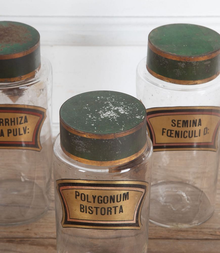 Set of Eight 19th Century Glass Hand Blown Apothecary Jars DA3435609