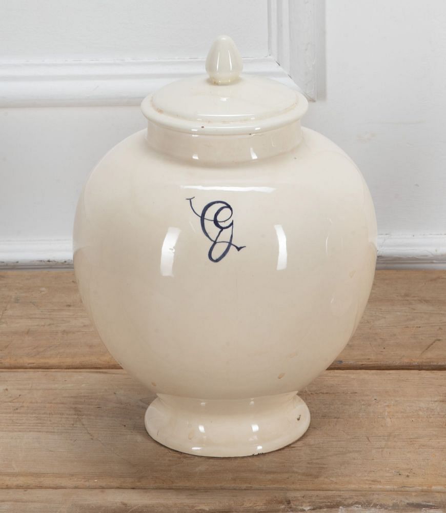 Pair of Large 20th Century Italian White Tin Glazed 'Globe' Apothecary Jars DA3439389