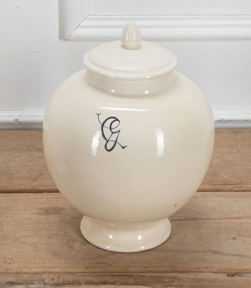 Pair of Large 20th Century Italian White Tin Glazed 'Globe' Apothecary Jars DA3439389