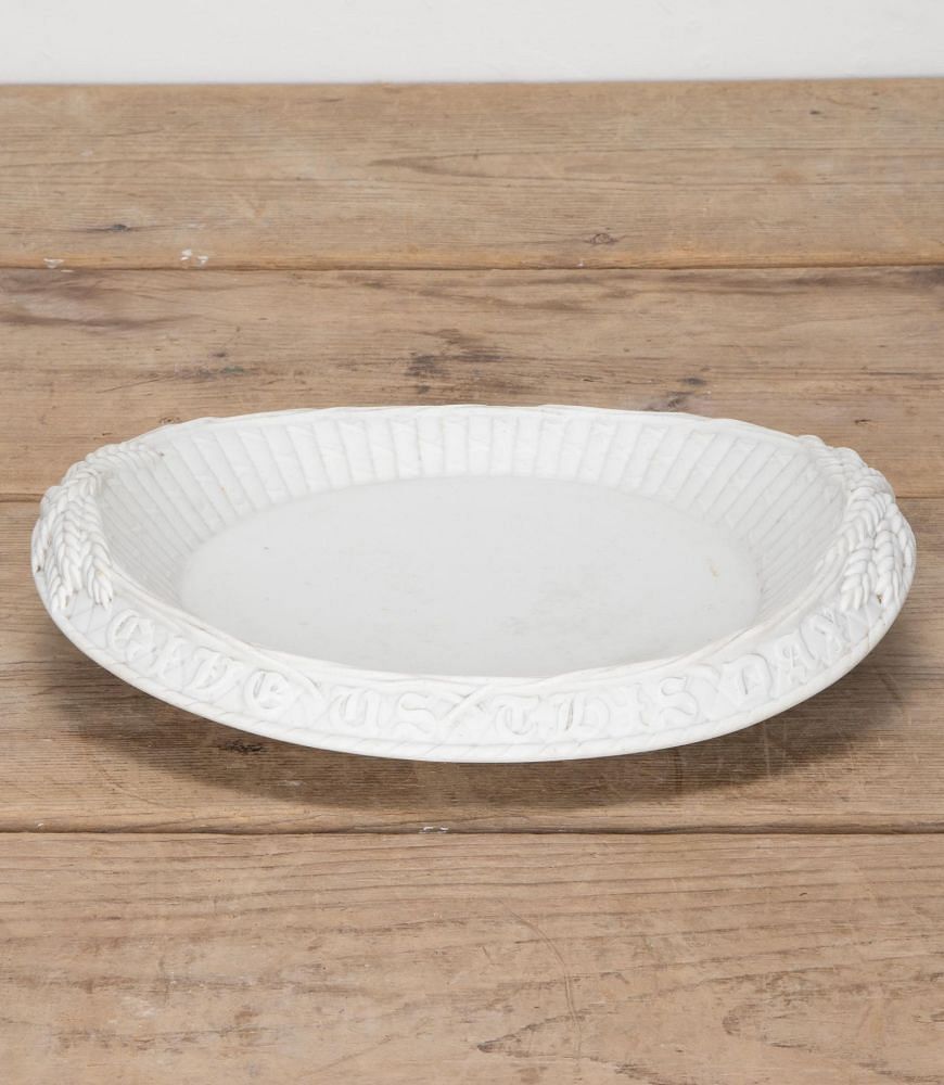 Late 19th Century English 'Give Us This Day Our Daily Bread' Parian Ware Bread Plate DA3541772