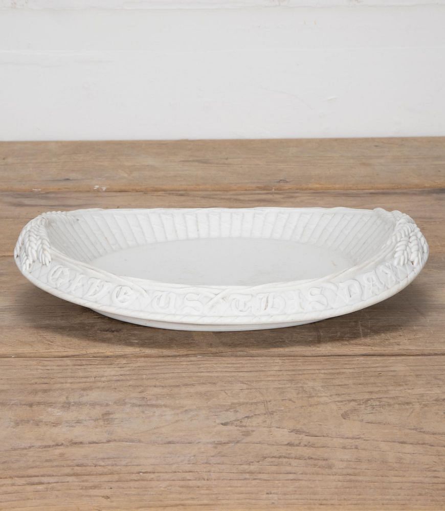 Late 19th Century English 'Give Us This Day Our Daily Bread' Parian Ware Bread Plate DA3541772