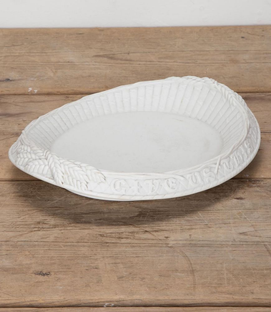Late 19th Century English 'Give Us This Day Our Daily Bread' Parian Ware Bread Plate DA3541772