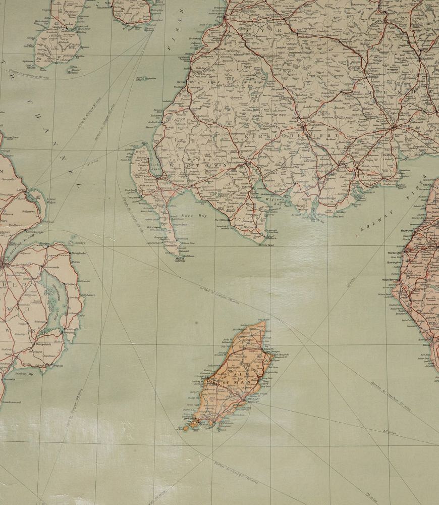 Large 1920s Pull Down Map of England and Wales DA3643222