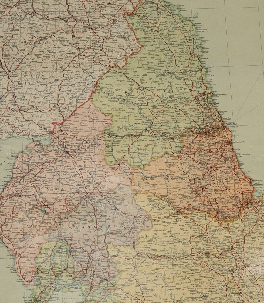 Large 1920s Pull Down Map of England and Wales DA3643222