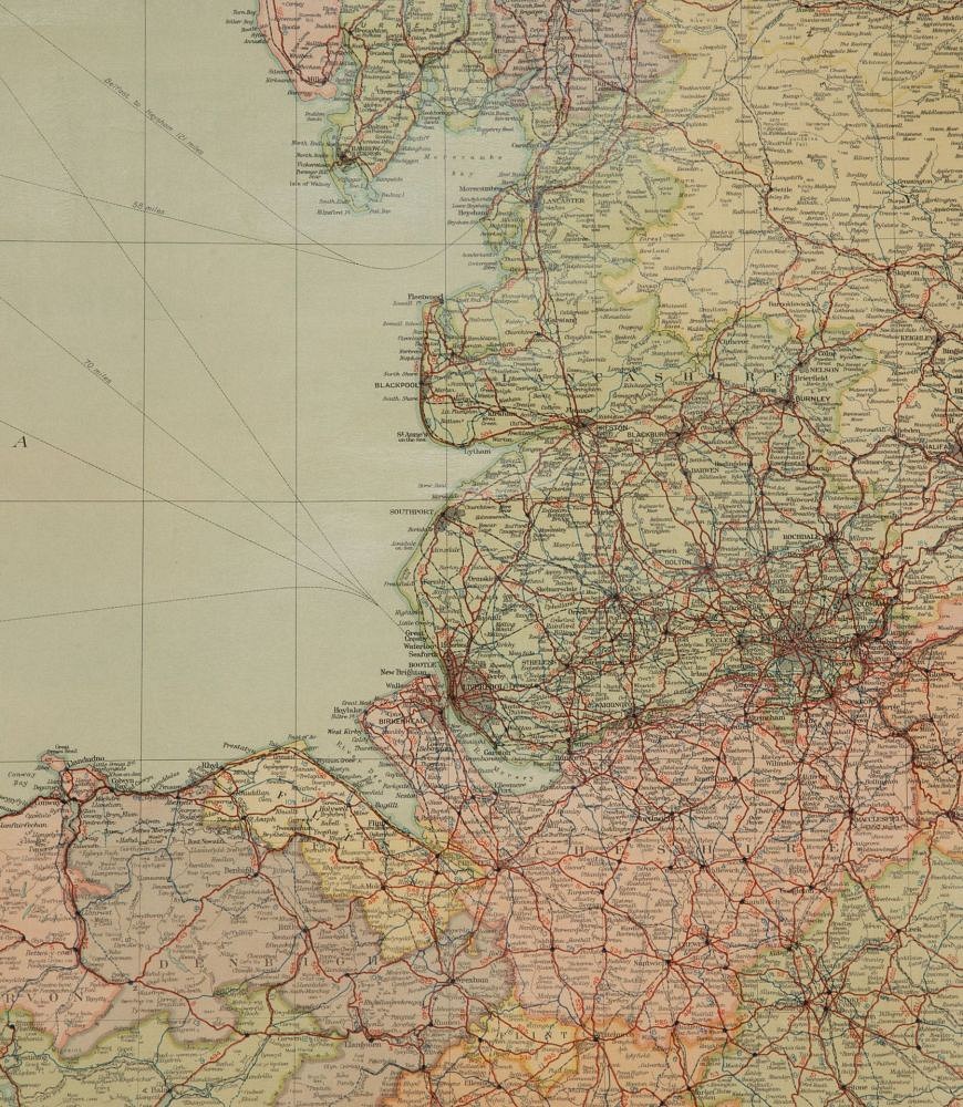 Large 1920s Pull Down Map of England and Wales DA3643222