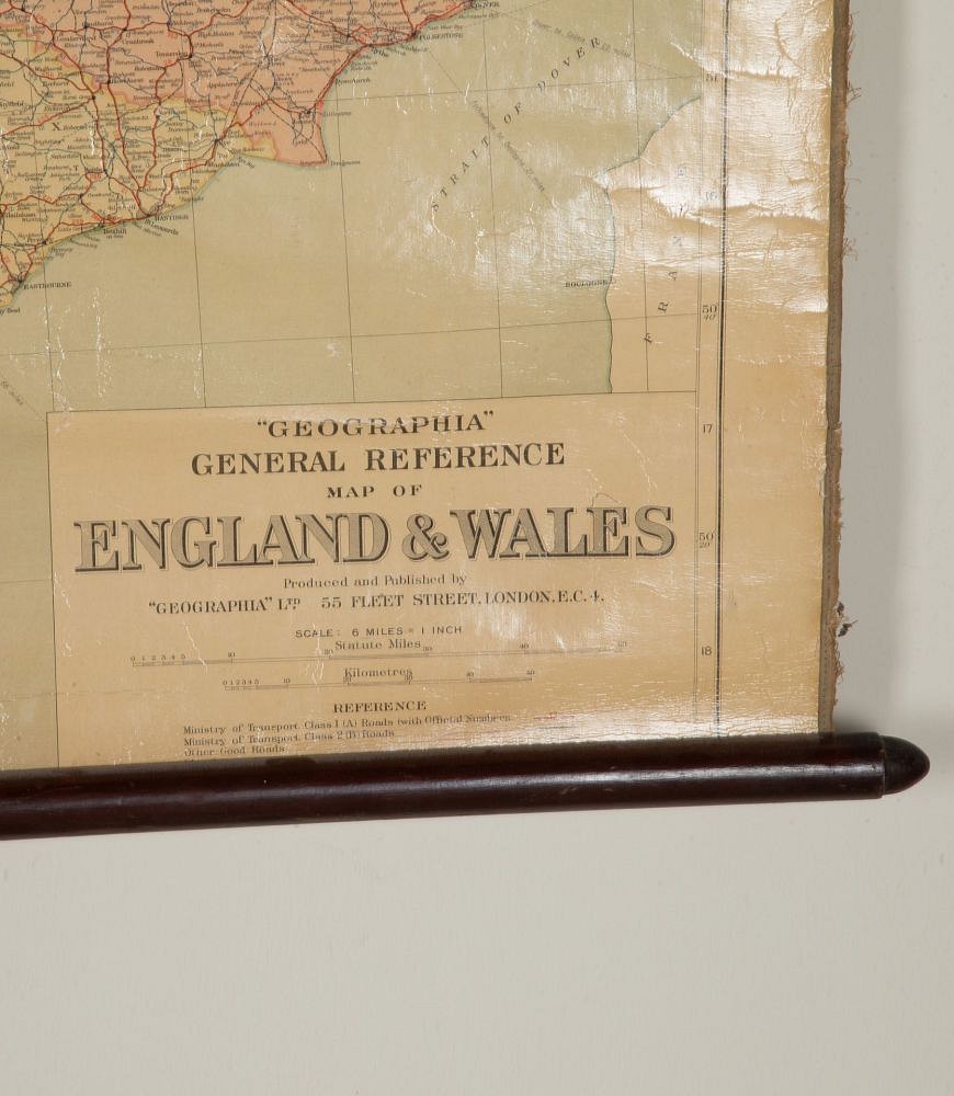 Large 1920s Pull Down Map of England and Wales DA3643222