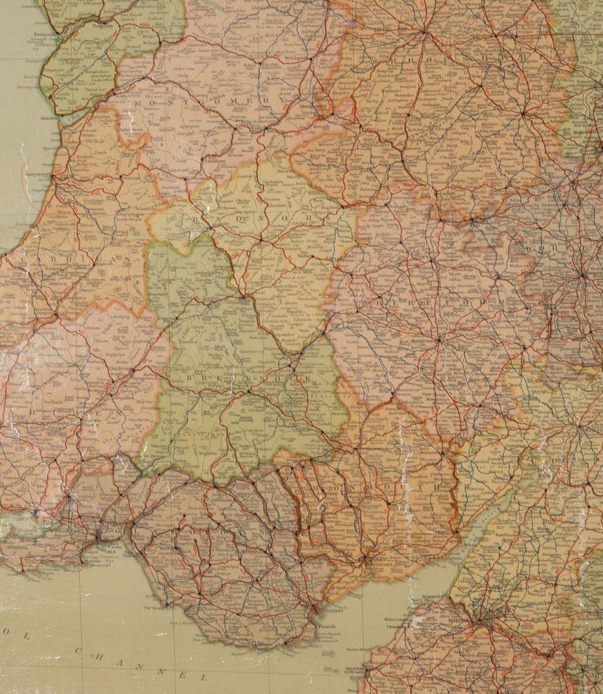 Large 1920s Pull Down Map of England and Wales DA3643222