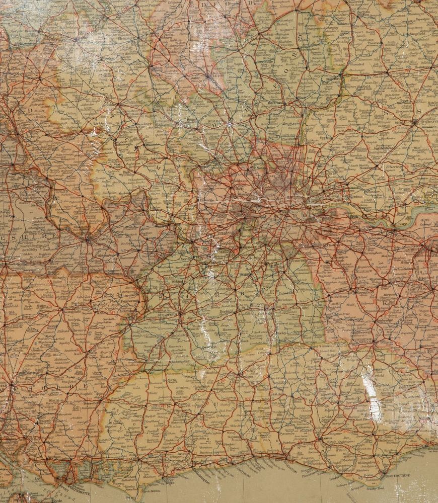Large 1920s Pull Down Map of England and Wales DA3643222