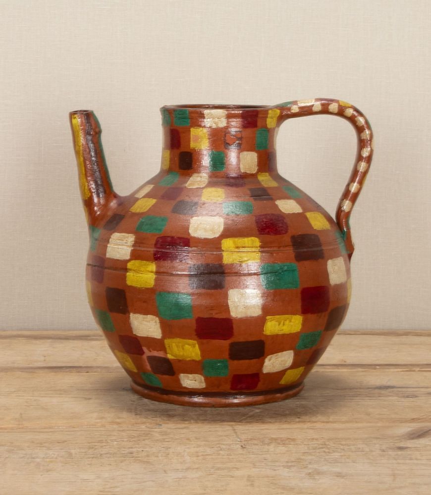 20th Century French Terracotta Jug with Chequered Pattern DA3743417