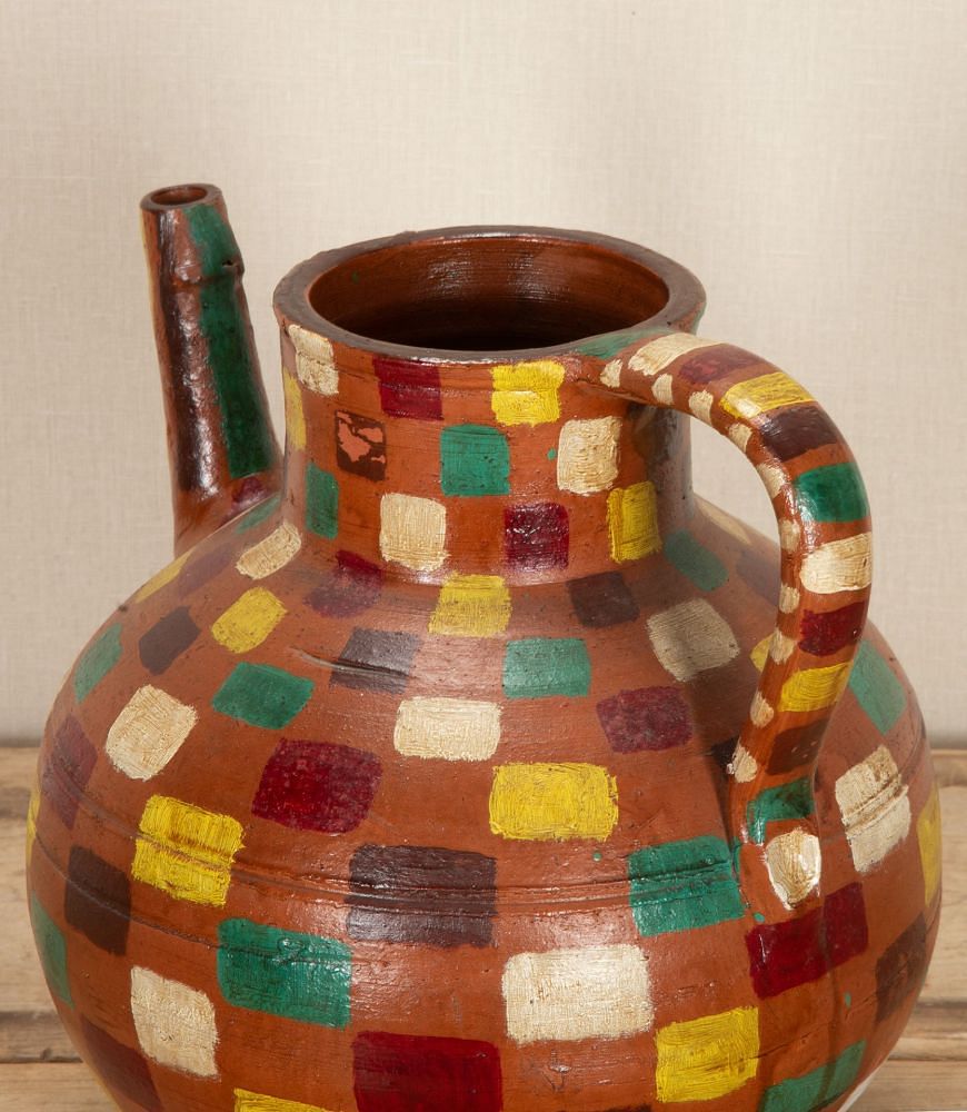 20th Century French Terracotta Jug with Chequered Pattern DA3743417