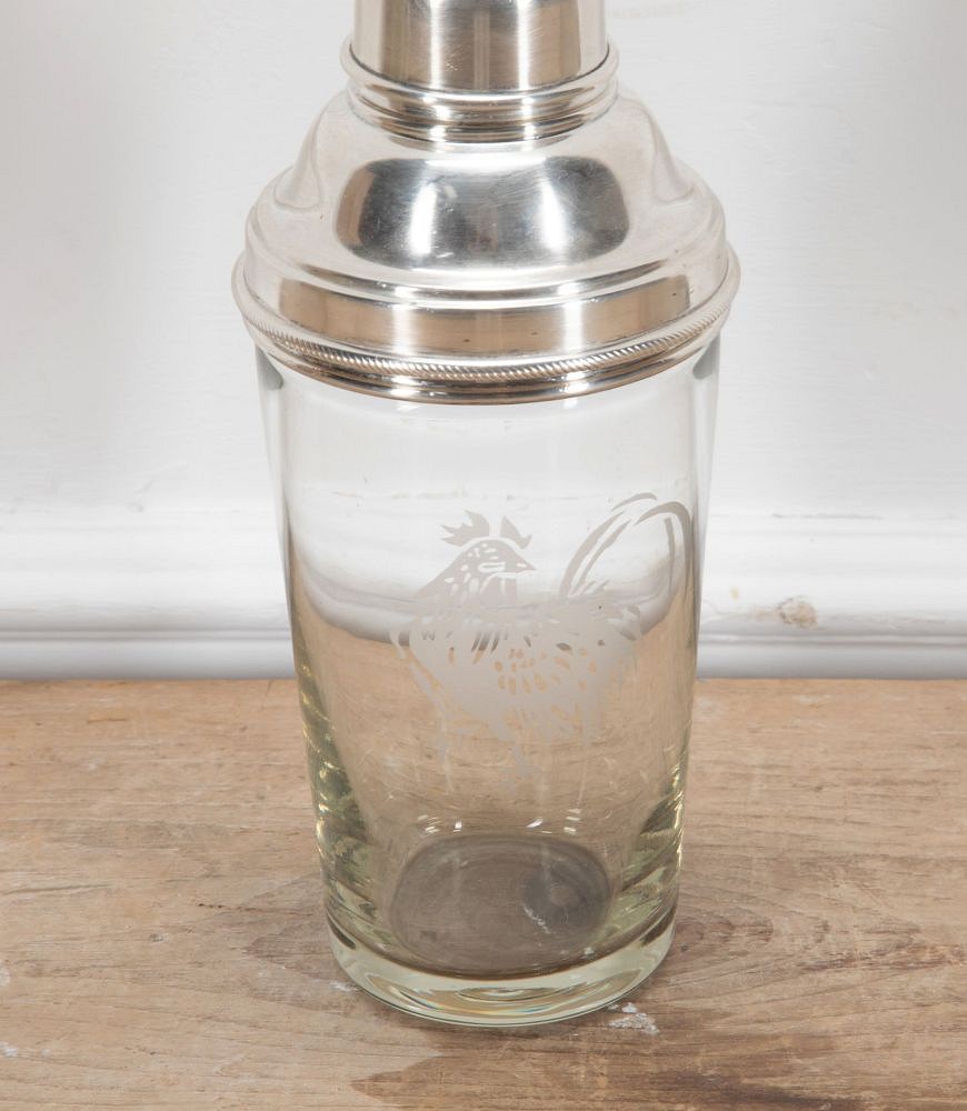 Art Deco Cockerel Etched Cocktail Shaker By James Dixon & Co DA5837334