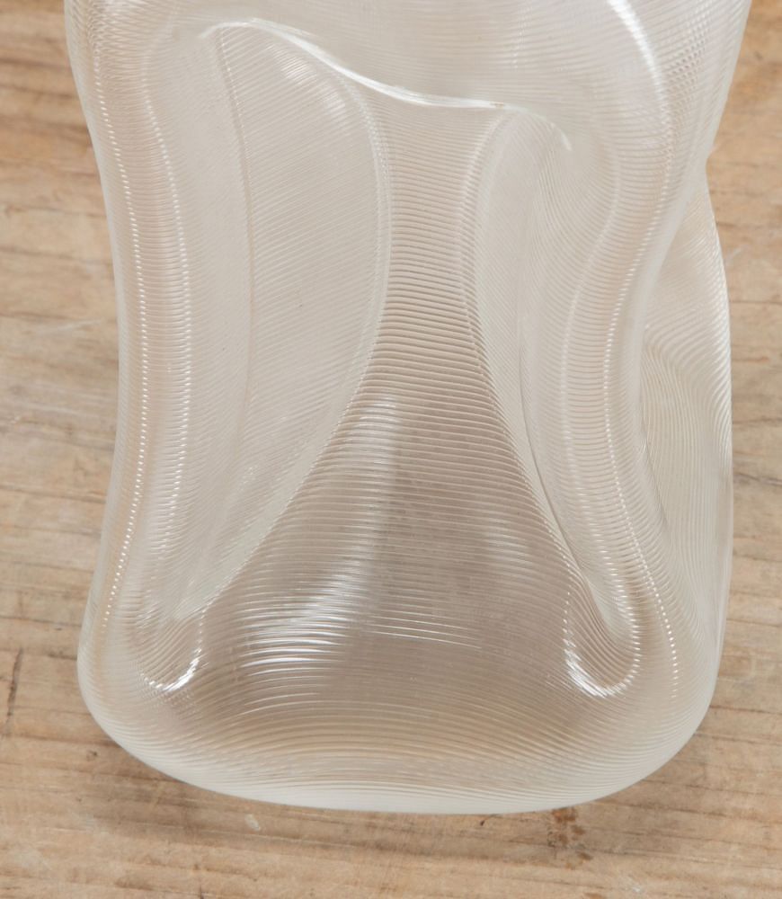 Pair of Victorian Ribbed Glass Glug Decanters with Silver Collar DA5839083