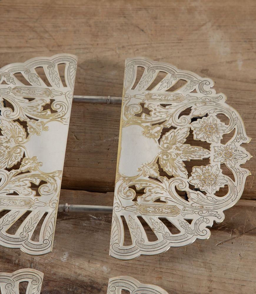 Pair of 20th Century American Silver Plated Expanding Trivet Stands DA5841539