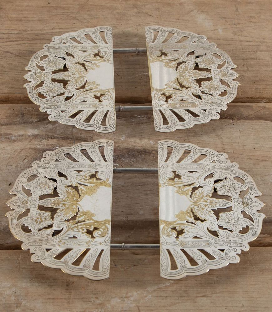 Pair of 20th Century American Silver Plated Expanding Trivet Stands DA5841539