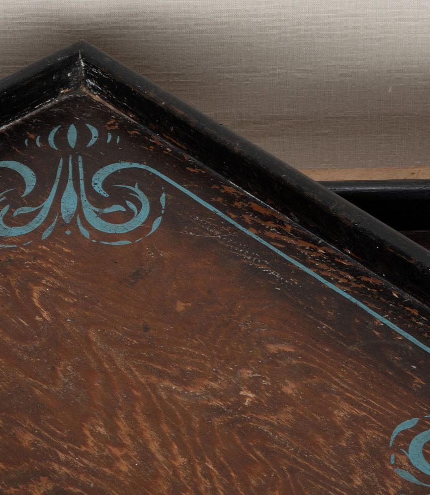Pair of 19th Century English Hand Stencilled Wooden Folding Bed Trays DA5842654