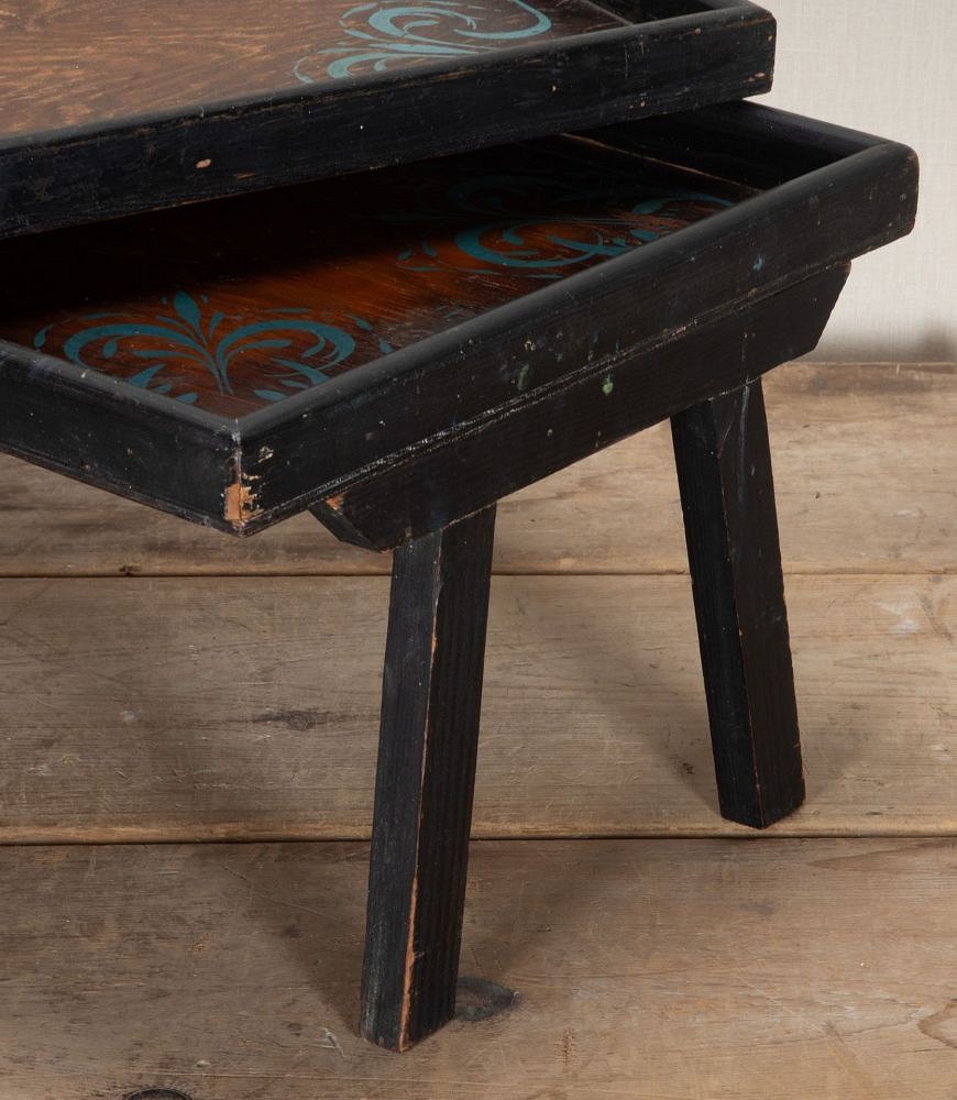 Pair of 19th Century English Hand Stencilled Wooden Folding Bed Trays DA5842654