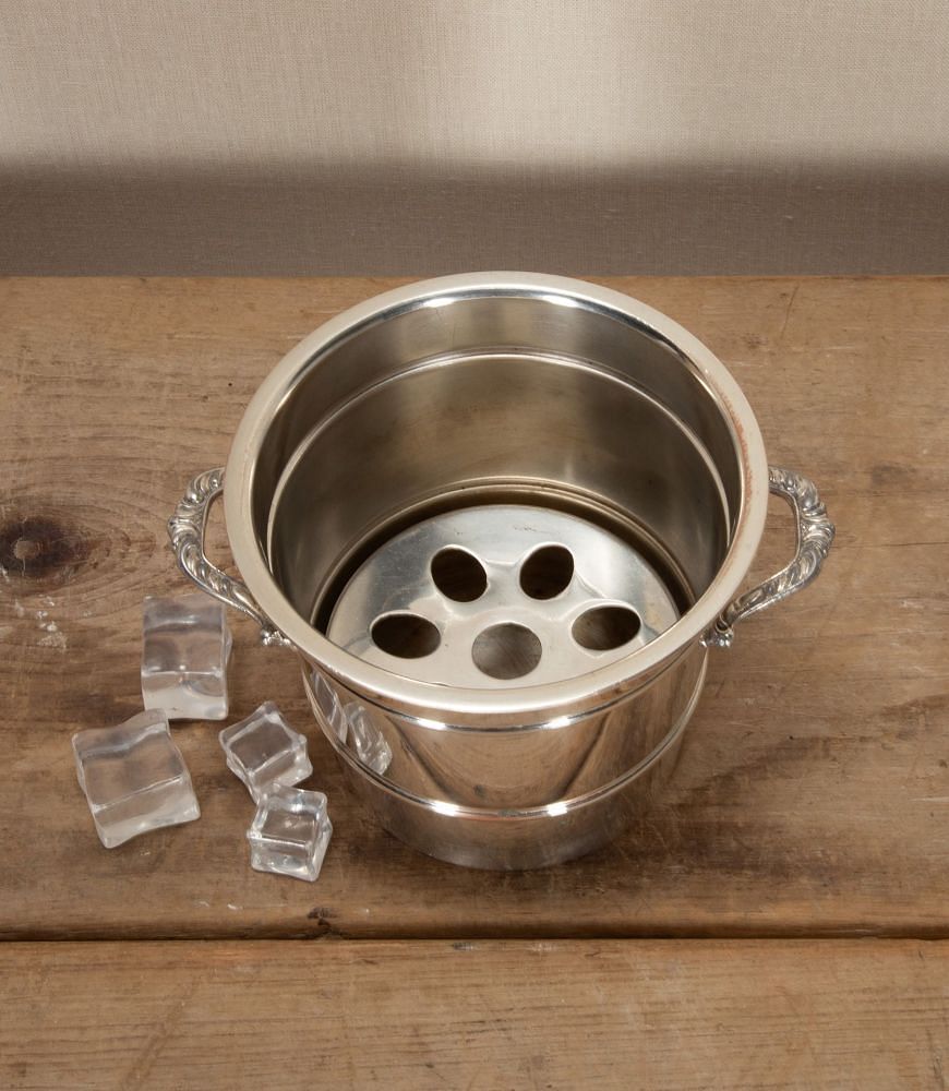 Mid-Century Silver Plated Ice Bucket with Removable Ice Melt Tray DA5842660