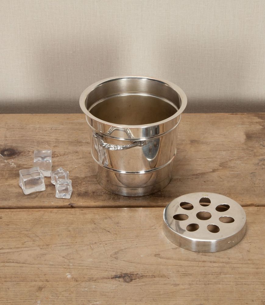Mid-Century Silver Plated Ice Bucket with Removable Ice Melt Tray DA5842660